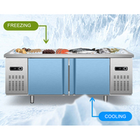 Réfrigérateur pour fruits de mer et viandes, anti-corrosion, anti-rouille, pour bar à sushis, boulangerie, vitrine réfrigérée, table à glace, refroidisseur à air, 2 portes