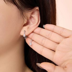 Dylam Stunning Rhodium 18K <b>Gold</b> Plated 925 Silver Pear Shape 5A Zirconia Simulated Diamond Bead <b>Dangle</b> Pendant Stud <b>Earrings</b> - Product Image 5