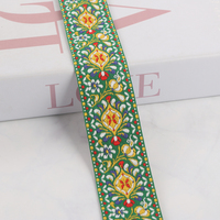 Ruban sergé jacquard imprimé vintage 3,8 cm, multicolore, motif floral style européen, pour textile de maison, volet roulant souple, sacs et chaussures