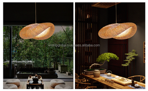 Pantalla de Lámpara de Mimbre Natural Hecha a Mano, Decoración del Hogar de Estilo Industrial Nórdico Minimalista con Inspiración Costera China y Europea - Product Image 6