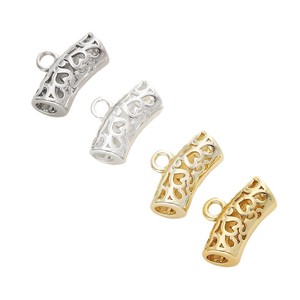 18k Gold Plated Hollow Curved Tube Tee For <b>Bracelet</b> Making DIY Jewelry Accessories Rectangle Shape <b>Copper</b> Material - Product Image 5