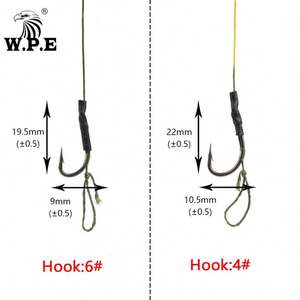 Rig de pêche à la carpe 4 # /6 #   Hameçon de pêche renforcé à barbelures, pour boilies, avec ligne tressée enduite de 20 cm, résistance 45 LB - Product Image 2