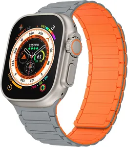 N52 45/44/42/49mm bracelet de montre sport mince bracelet de montre en silicone magnétique pour apple watch ultra 2 9 8 7 6