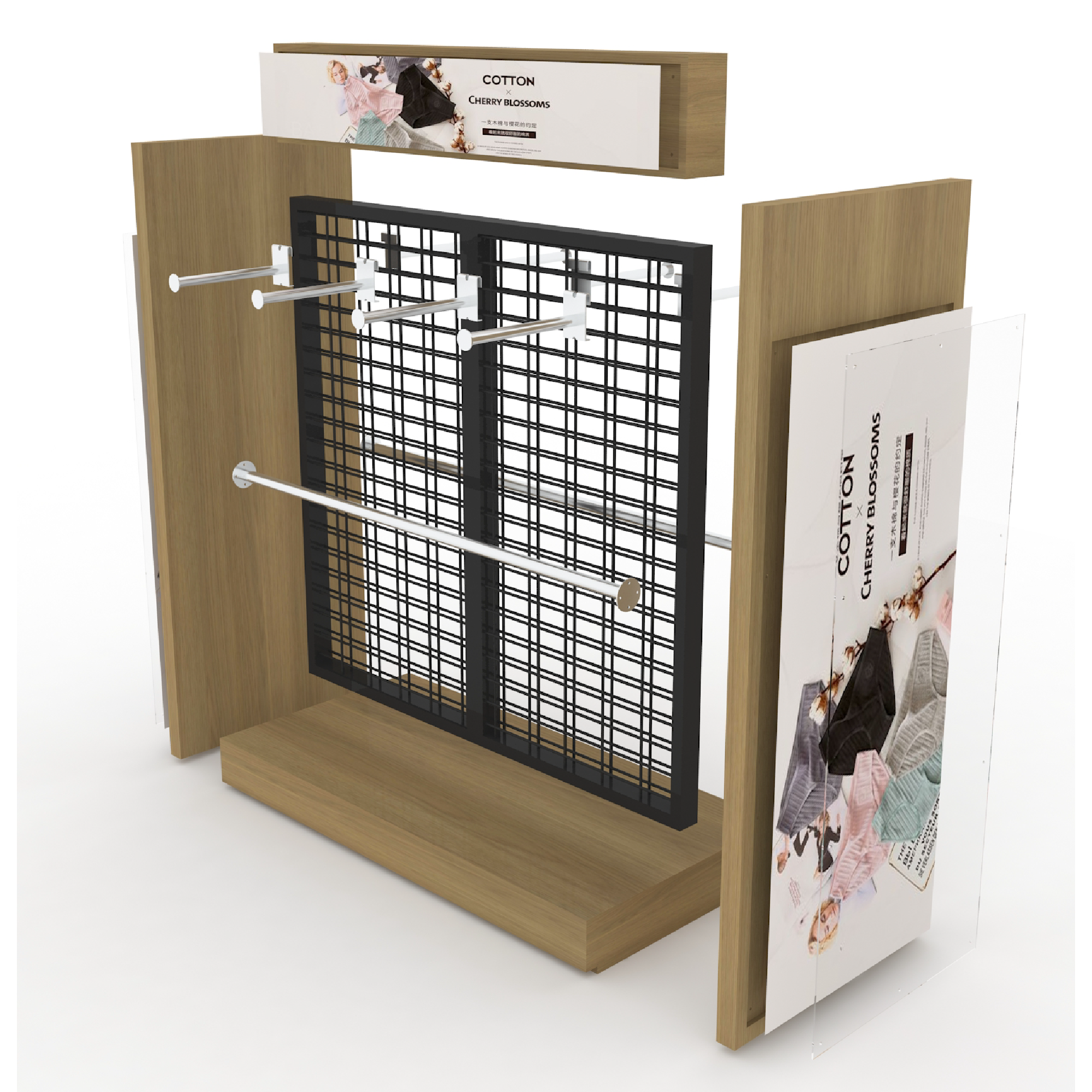Customizable Wood Display Frame Clothes Shop Can Wholesale Wooden Hook Display Frame Display Underwear — view 2