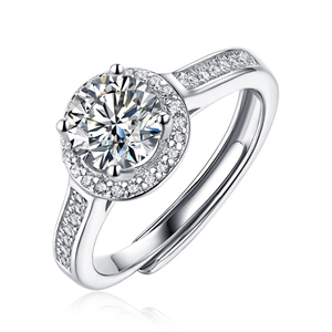 Bague CANNER 1 carat en argent S925 plaqué platine avec moissanite, modèle élégant pour femme, ajustable - Product Image 1