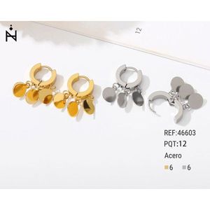 Orecchini a Cerchio Angelina con Tre Dischi Rotondi Placcati Oro e Argento, Design Minimalista per Uso Quotidiano 46603 - Product Image 3
