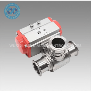 Válvula de Bola Inteligente de 3 Vías de Acero Inoxidable con Control Neumático para Agua, Personalizable OEM DN25-DN900, Personalización OEM - Product Image 1