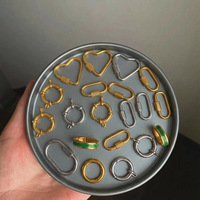 Pendentif DIY en acier inoxydable avec anneau à pression, forme cœur, circulaire, elliptique, plaqué or 18 carats PVD, anti-ternissement, résistant à l'eau