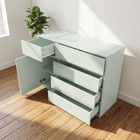 Commode à 4 tiroirs sur mesure, finition haute brillance, solution de rangement pour salon et chambre à coucher