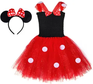 Summer Children Mouse Cosplay Tulle Tutu Dress paillettes Chiffon Girl Birthday Party outfit con fascia