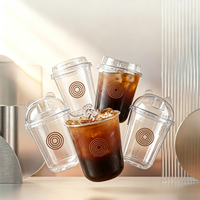 Gobelet jetable transparent en PP biodégradable personnalisé pour boissons froides avec couvercles 12oz Vodka