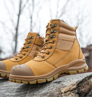 Chaussures de sécurité industrielles pour hommes à embout d'acier – Bottes de travail de protection tendance en cuir de vachette véritable à tige haute pour l'exploitation minière
