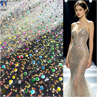 YX491 gros paillettes broderie perles perles dentelle tissu 2025 paillettes dentelle maille tissu