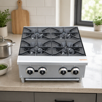 Cuisinière à gaz portable à 4 brûleurs, en acier inoxydable, équipement pour hôtels et restaurants