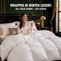 Couette matelassée extra chaude pour l'hiver, 50% duvet de canard, avec coutures en boîte, en coton anti-duvet, poids lourd 1200g, vente en gros OEM