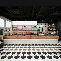 Vitrine de design d'intérieur pour magasin de détail dans le centre commercial-Vitrine en verre de boulangerie-Présentoir en bois