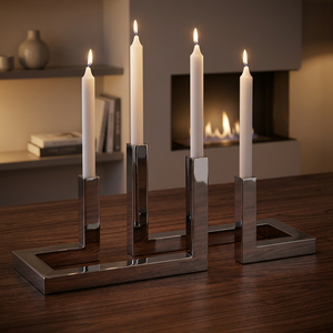 Radiance Modern INS Inspired Handmade Interlock Metal Iron Nickel Plated Silver <b>Candle</b> <b>Holder</b> Set for <b>Dinner</b> Wedding Parties - Product Image 3