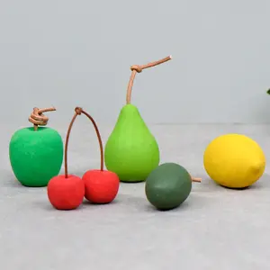 Unfinished Blank Solid Wooden Apple Pear Cherry KIWI Fruit Crafts For Home Decoration