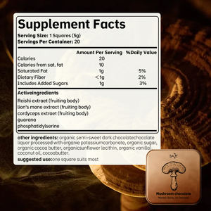 Le supplément fonctionnel de champignon de chocolat de champignon contient la <span class=keywords><strong>concentration</strong></span> d'énergie de crinière de lion de Reishi Cognition et humeur | Végétarien - Product Image 2