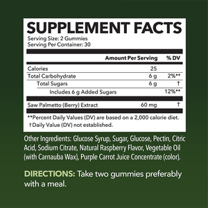 Cao Cấp Saw Palmetto Gummies Cho Rụng Tóc Hỗ Trợ Người Đàn Ông Và Phụ Nữ Sức Khỏe Tuyến Tiền Liệt Và Dht Chặn Vegan Halal Gummies - Product Image 2