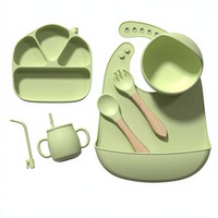 Ensemble de vaisselle pour enfants personnalisable en couleur, avec ventouse, compartiments divisés, assiette, bol, sans BPA, ensemble d'alimentation en silicone pour bébé