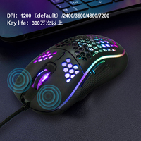 Ratón Gamer con Sensor Óptico de 7200DPI, Ergonómico, RGB, para Computadora y Oficina, Ratón Gamer con Cable, Diseño de Panal de Abeja