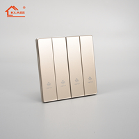 Interruptores eléctricos y enchufe KLASS 16A 250V UK con Panel de cubierta de vidrio, botón pulsador grande de lujo para Interruptor táctil de luz de pared del hogar