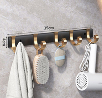 Crochets adhésifs de luxe noir et or, écologiques, multifonctionnels, pour décoration artistique, taille personnalisée, en acrylique, pour salle de bain, crochets puissants sans perçage