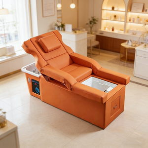 Cama de Masaje para Spa Capilar Estilo Japonés y Tailandés con Silla de Champú Eléctrica, Lavabo de Cerámica y Reposapiés para Salón Comercial - Product Image 1