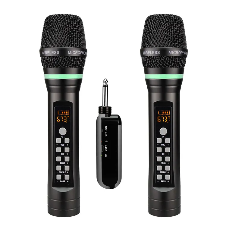 Cheap dual channel plug and play outdoor rechargeable receiver sing cordless mic wireless microphone price