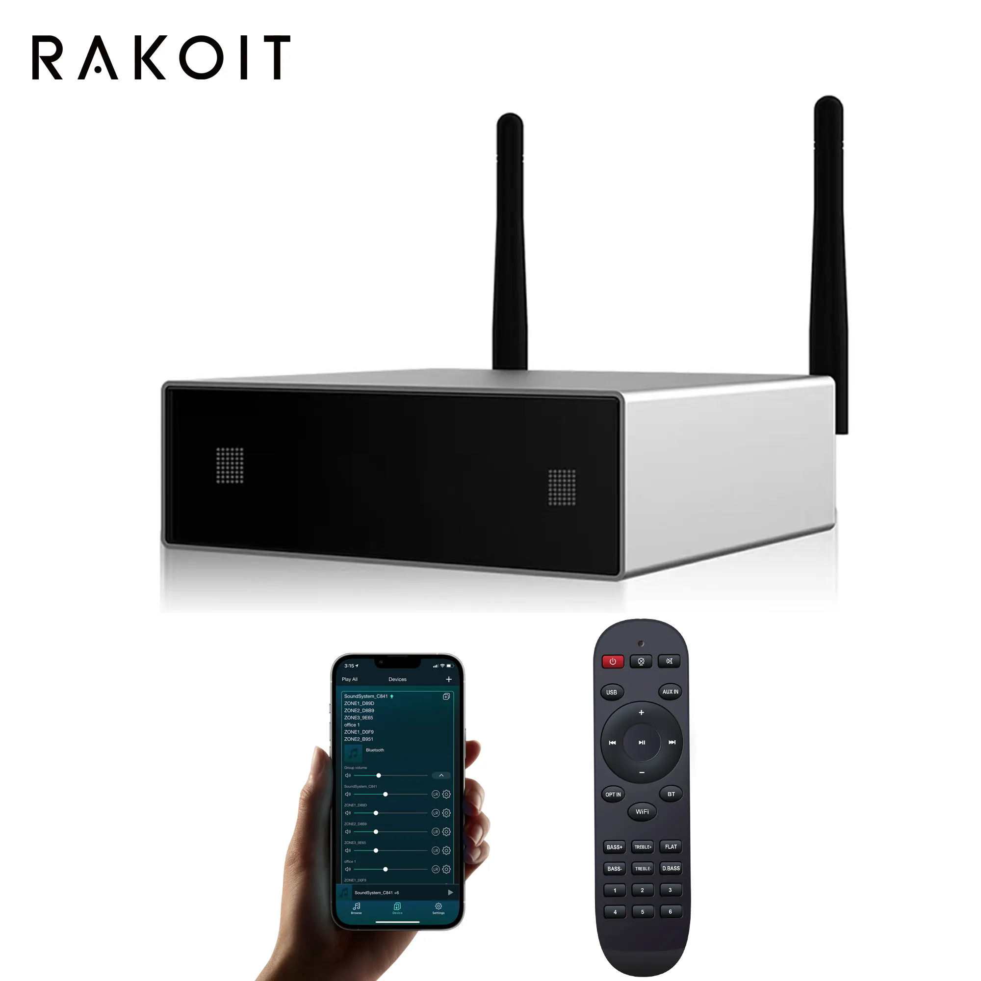 Rakoit A50+ Digital Stereo Treble Wireless Multiroom Power Mini Amplifier audio 5.0 Receiver Stereo Home Professional Audio