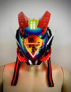 หน้ากากหมวก LED สไตล์ไซเบอร์พังก์ สำหรับดีเจ ดีเจดีเอส ใช้สำหรับการแสดงบนเวที เต้นรำ  วัสดุโพลีเอสเตอร์ 100% สำหรับผู้ใหญ่ - Product Image 5