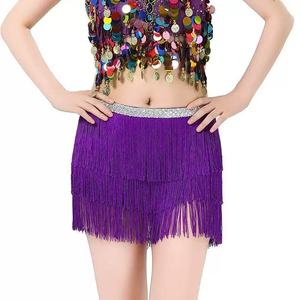 Saia de Dança com Franjas para Mulheres e Meninas, 3 Camadas, Design com Franjas e Lantejoulas na Cintura, Saia Curta para Festas Rave - Product Image 6