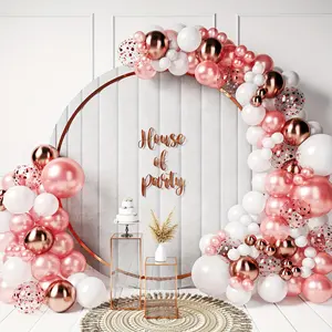136 piezas Kit de arco de globos de oro rosa decoraciones de fiesta de oro rosa, Globos de Oro rosa para propuesta de boda de cumpleaños fiesta sorpresa