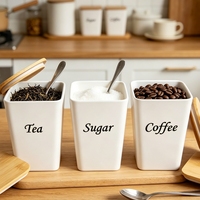 Boîte en métal vide de style européen, hermétique, pour thé, café, sucre, organisateur de cuisine avec couvercle en bois