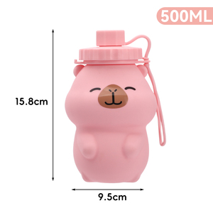 Capybara Silicone ráp du lịch cup với nắp, Leak-proof xách tay chai nước với dây đeo cho sử dụng ngoài trời - Product Image 4