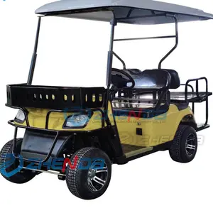हल्के पीले 4 सीटर इलेक्ट्रिक गोल्फ कार्ट/मैनुअल ट्रांसमिशन गोल्फ कार्ट/इलेक्ट्रिक बस बिक्री के लिए