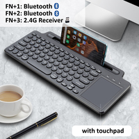 Keyboard Nirkabel 2.4G BT dengan Touchpad Angka, Slot Kartu, Keypad Numerik untuk Android IOS Desktop Laptop PC TV Box