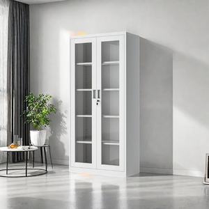 أثاث مكتبي مسطح فولاذية متحركة مسطحة رأسية مع خزانة بقفل ببابين متأرجحين - Product Image 3