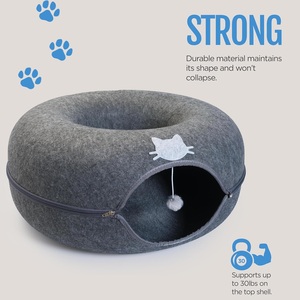 Meow <span class=keywords><strong>Mansion</strong></span> Large Cat Cave Donut Bed - Cat Tunnel Bed para gatos grandes de hasta 30 libras - Product Image 4