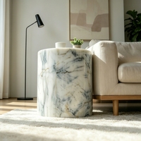 Table d'appoint en marbre blanc Arabescato naturel à socle bas pour villas, hôtels, maisons de luxe, salons