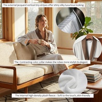 Peignoir de Spa Boutique Premium - Robe de Chambre de Luxe à Col Châle Contrastant - Peignoir Jacquard à Petites Rayures Double Couche pour Hommes et Femmes