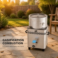 Poêle à bois biomasse haute puissance sans fumée avec distributeur d'air turbo et coque extérieure en acier inoxydable pour le chauffage des serres