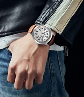 Jam Tangan Quartz Kulit Asli Anti Air dengan Kalender dan Penunjuk Hari, Penjualan Terlaris untuk Pria