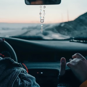 KOMI, pulseras con cuentas de perlas antiplata, pulseras con abalorios de San Benito, Rosario, Cruz, pulseras con dijes para mujer, con <span class=keywords><strong>anillo</strong></span> para decoración de coche - Product Image 2