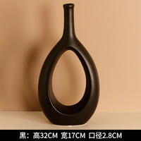 Vase en céramique noir et blanc moderne et simple, ornements, décoration d'intérieur de luxe léger pour le salon et le meuble TV, bureau