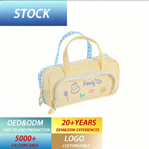 <span class=keywords><strong>Astuccio</strong></span> Trasparente in PVC Stile Coreano Kawaii con Manico e Motivo a Quadri per Ragazze, Produzione Diretta - Product Image 1