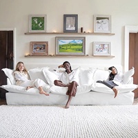Europäisches Klassisches Designer-Sofa, Superweich, Breites Sofa, Weißer Leinenstoff, Tagesbett, Lounge-Sessel, Relaxsofa für Wohnzimmer