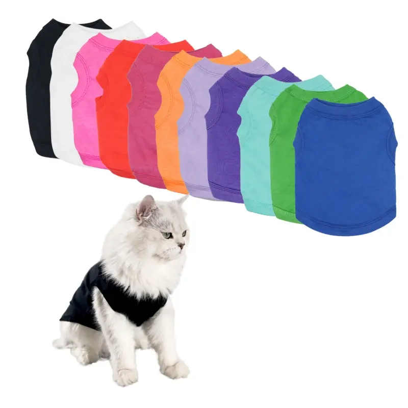 犬のシャツペットの服空白の服子犬のベストTシャツノースリーブコスチューム猫のための犬の柔らかく通気性のあるアパレル衣装