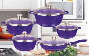 Batterie de cuisine moderne antiadhésive en aluminium de haute qualité avec couvercle en verre et poignée en bois, 1 pièce, écologique, compatible gaz et induction, pour la maison - Product Image 5